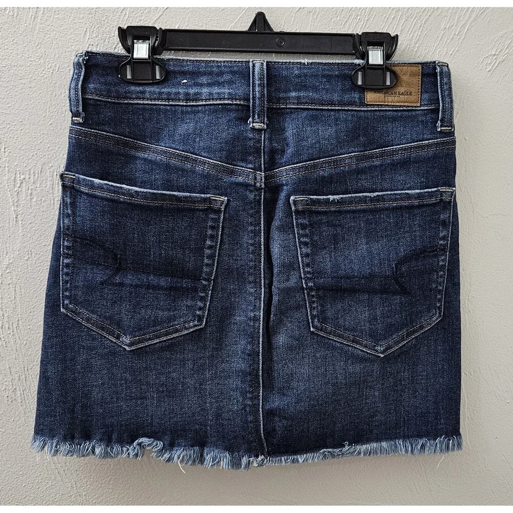American Eagle Hi-Rise Mini Skirt‎ Side Zippers Blue Denim Cutoff Mini Size 0